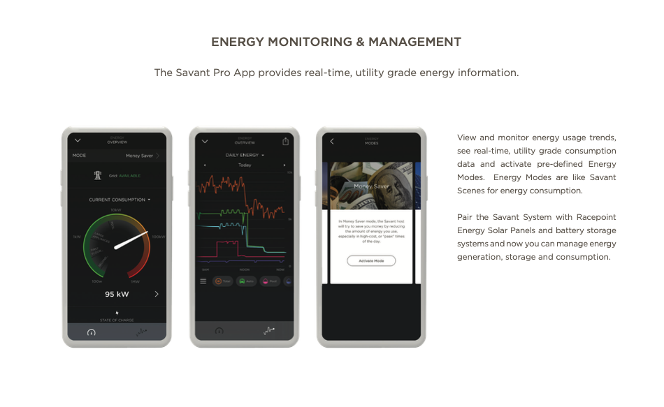 savant energy monitoring and management